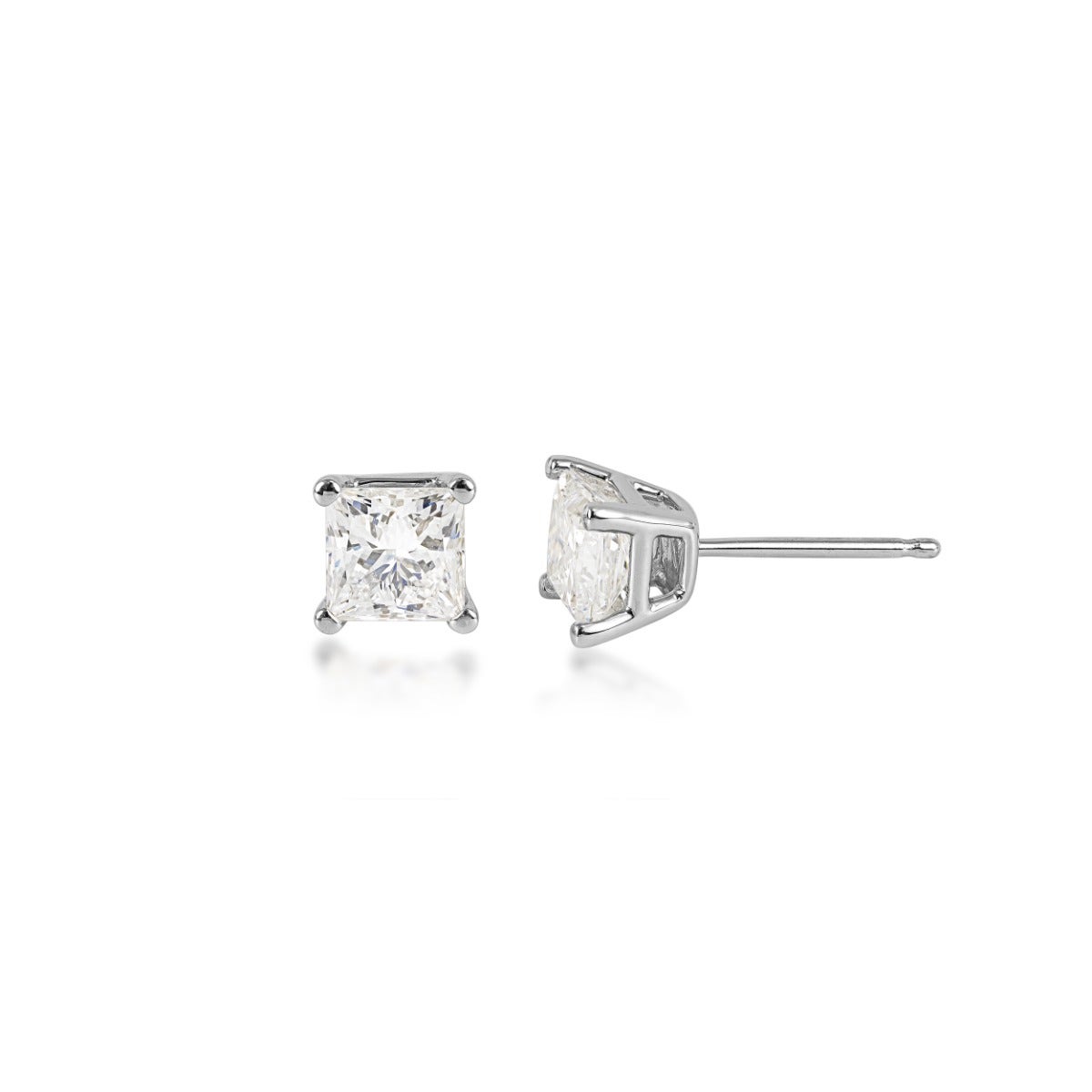 Adamante Lab Grown Solitaire Earrings White Gold
