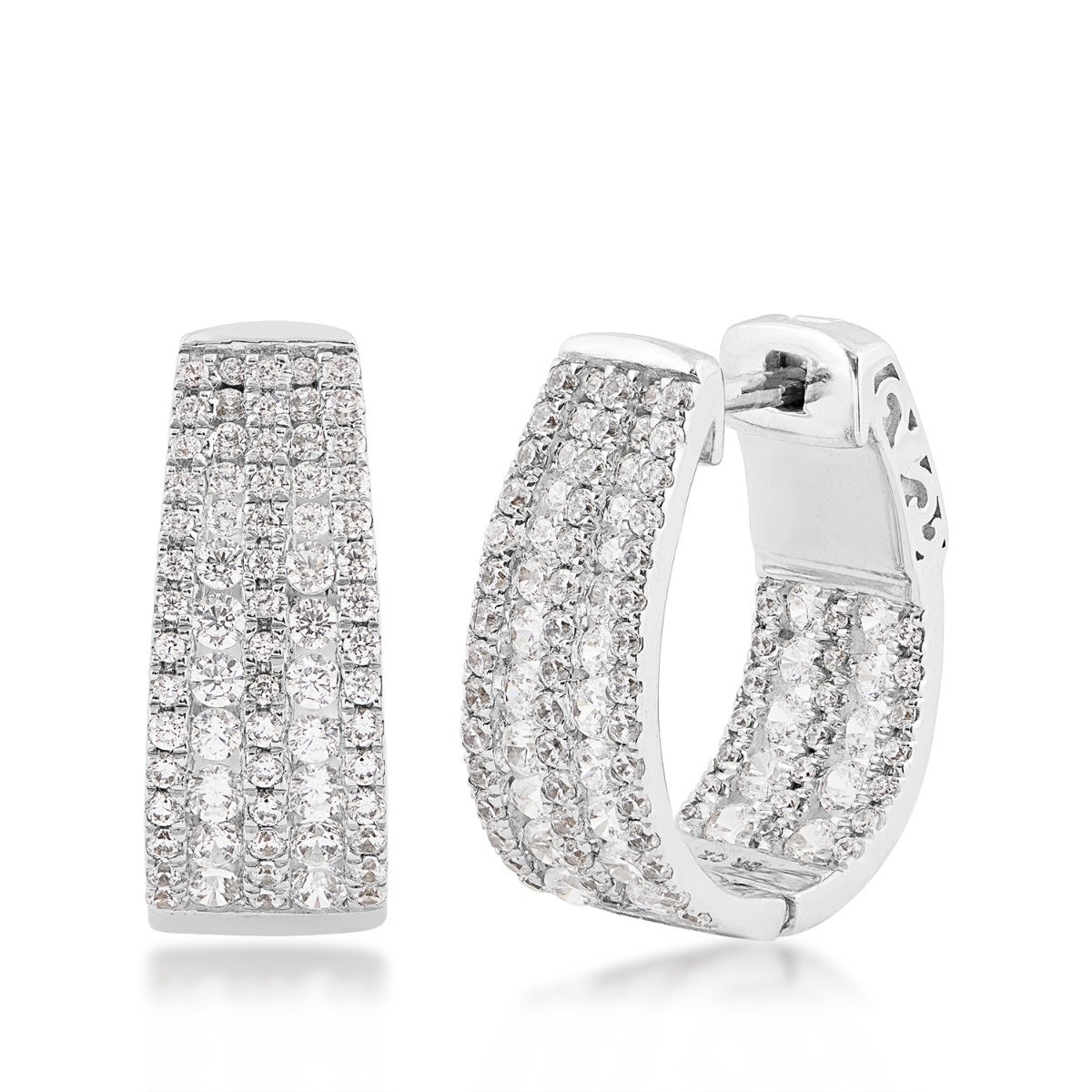 white gold diamond multirow hoop earrings