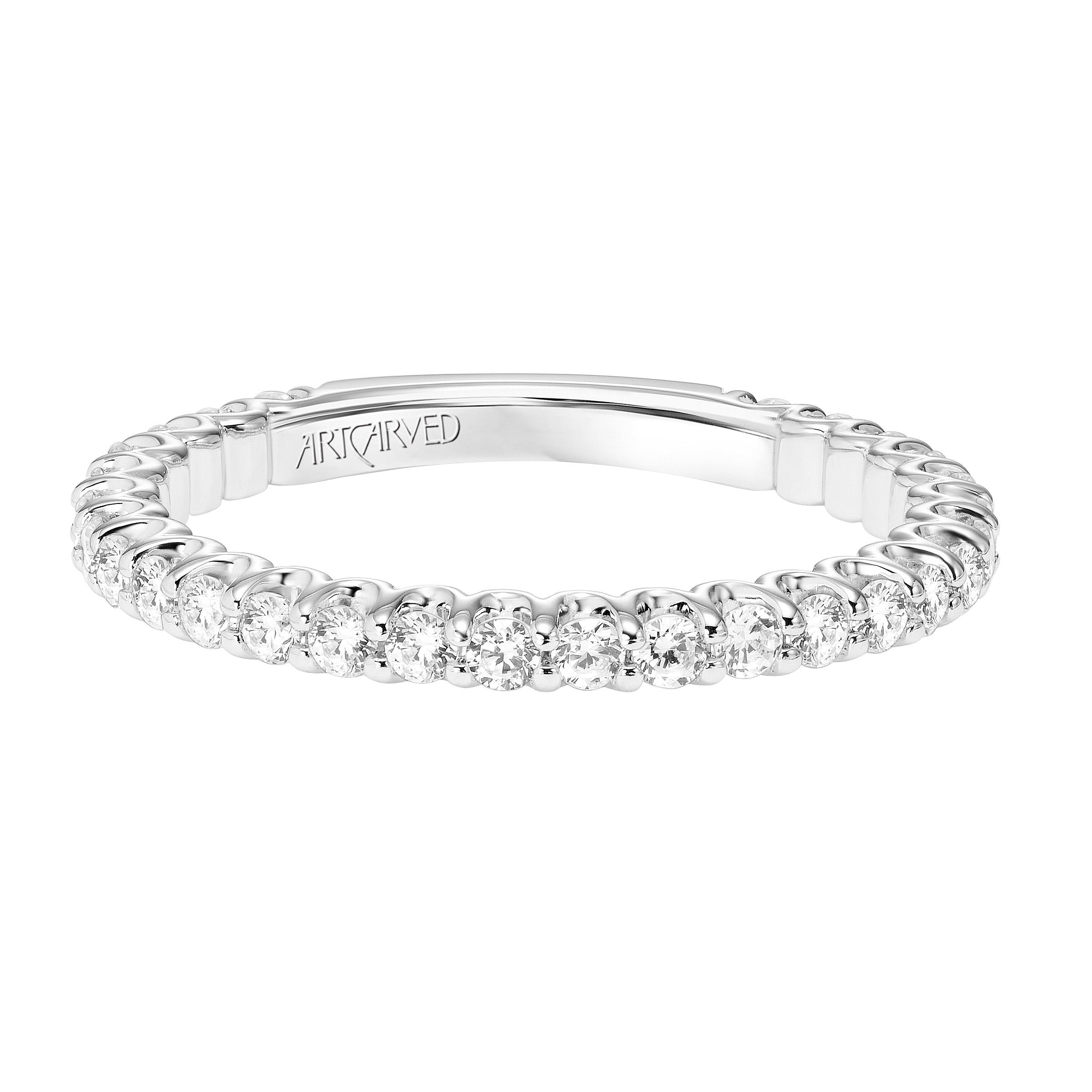 ArtCarved Contemporary 5/8 ct. tw. Round Diamond Wedding Band in 14K White Gold- 31-VZ805S-L.00