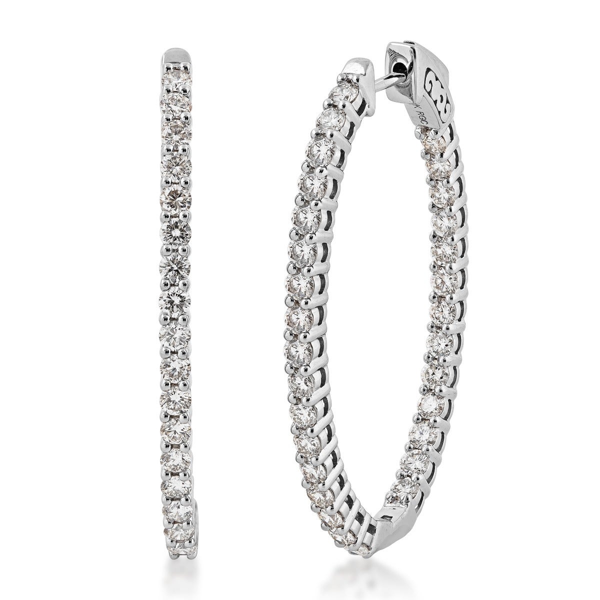 3 ct. tw. Diamond Inside Out Oval Hoop Earrings in 14K White Gold - E160075-14W