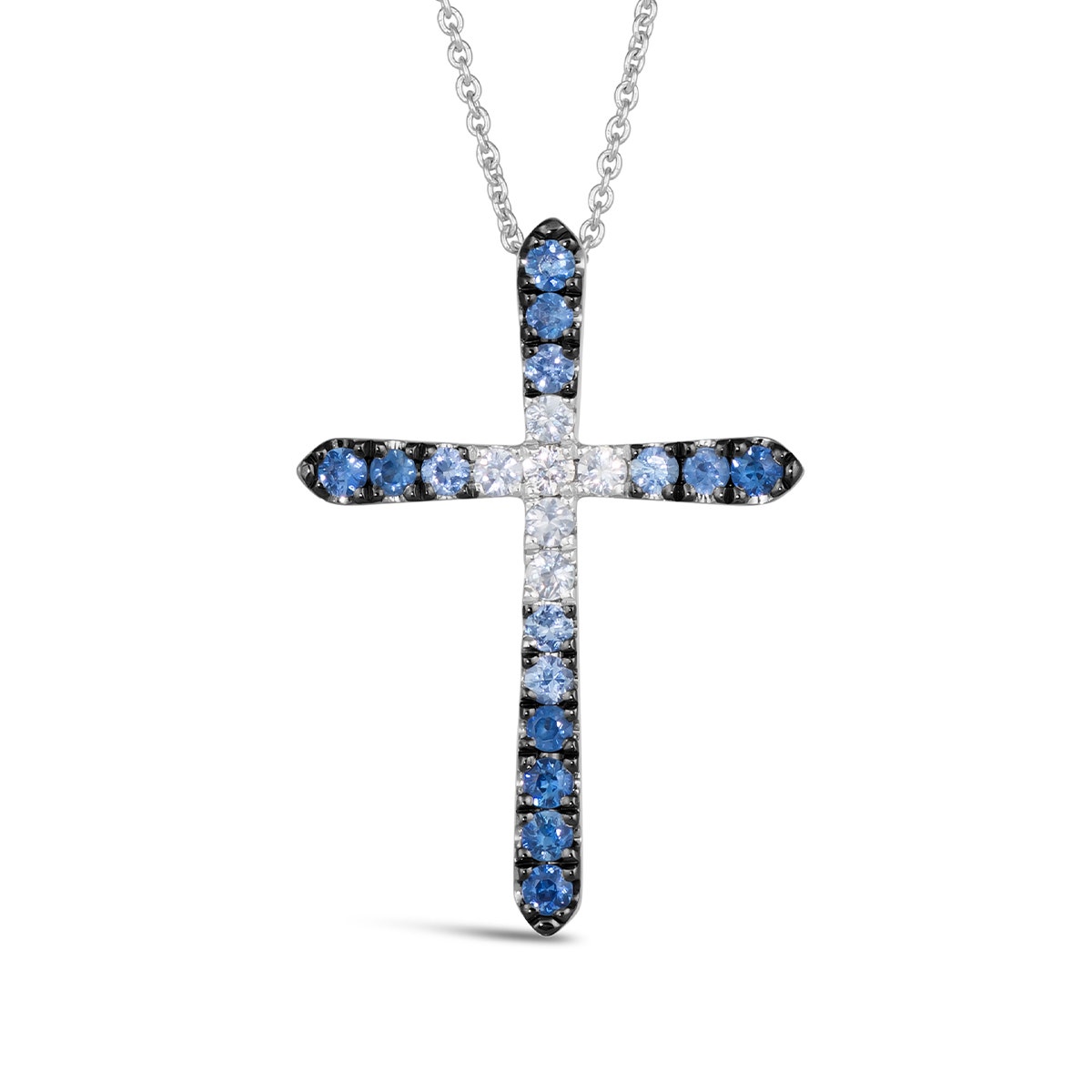 Le Vian Denim Ombre Blue & White Sapphire Cross Pendant in 14K Vanilla Gold