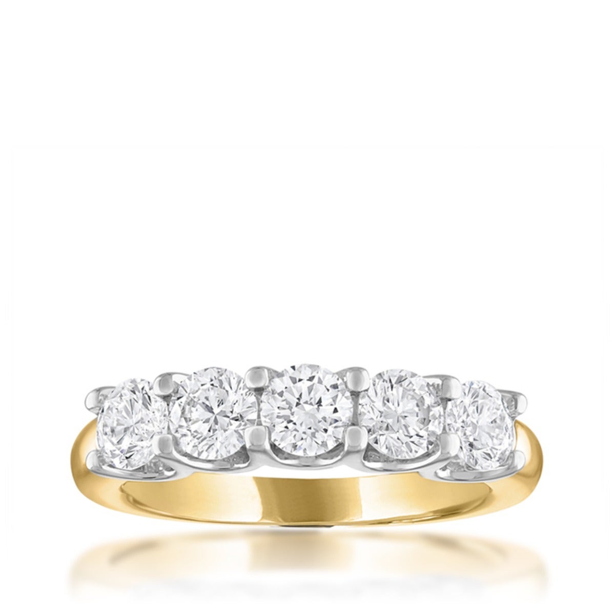 prong set white and yellow gold diamond anniversary ring