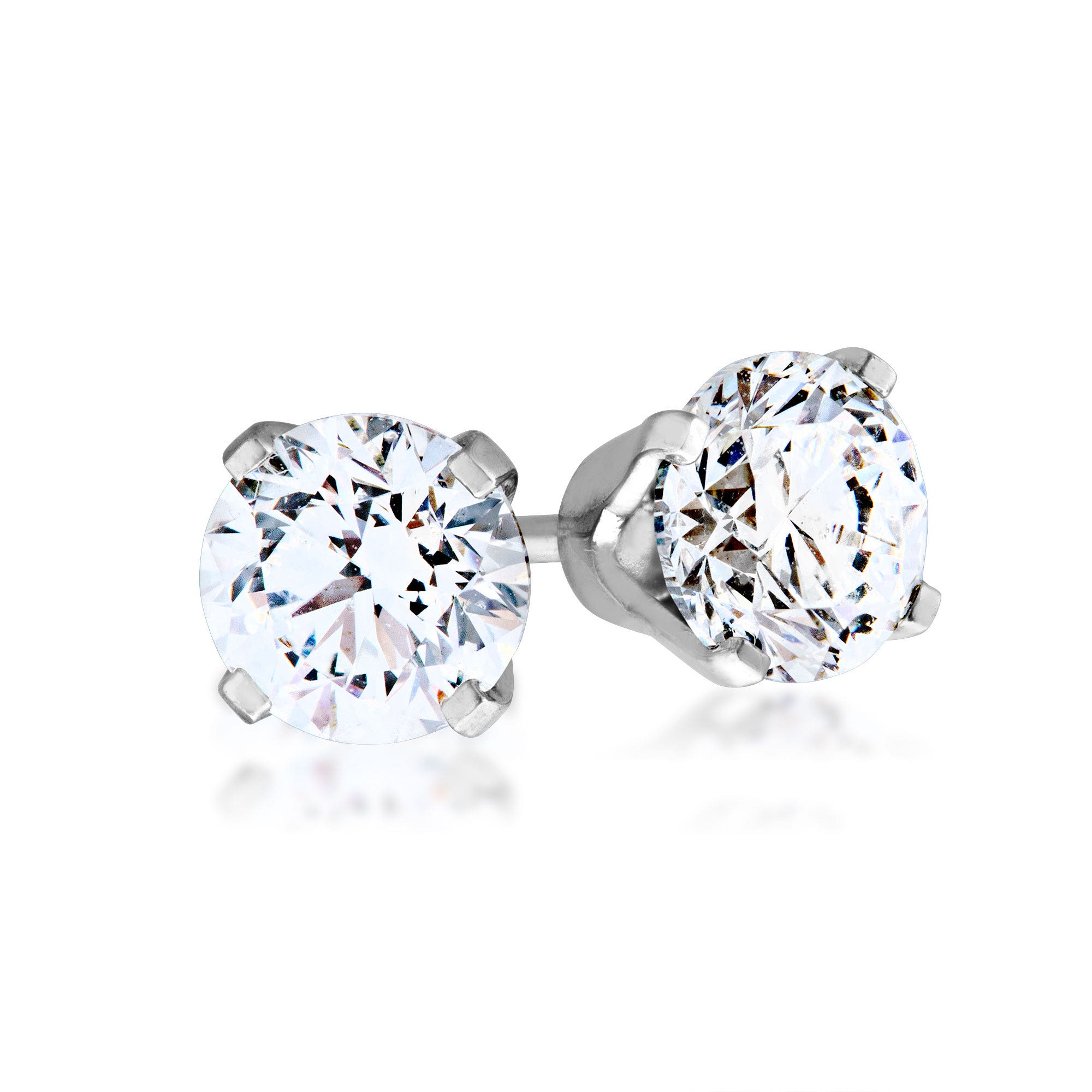 1/3 ct. tw. AA Quality Round Diamond Solitaire Earrings in 14K White Gold - EA33BFRD-WG-AA