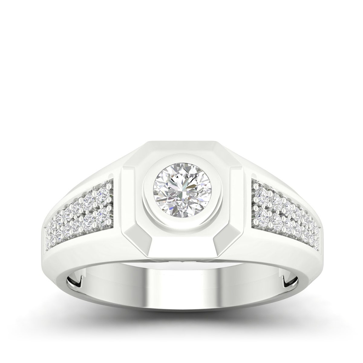 white gold diamond men's ring