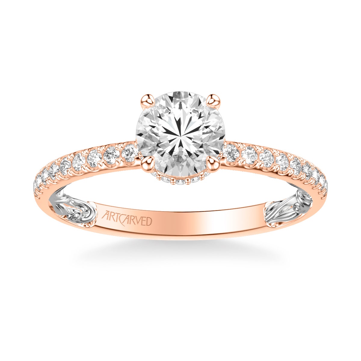 Artcarved Lyric 1/4 ct. tw. Diamond Semi-Mount Engagement Ring in 14K Pink and White Gold -31-V913ERRW-E.00