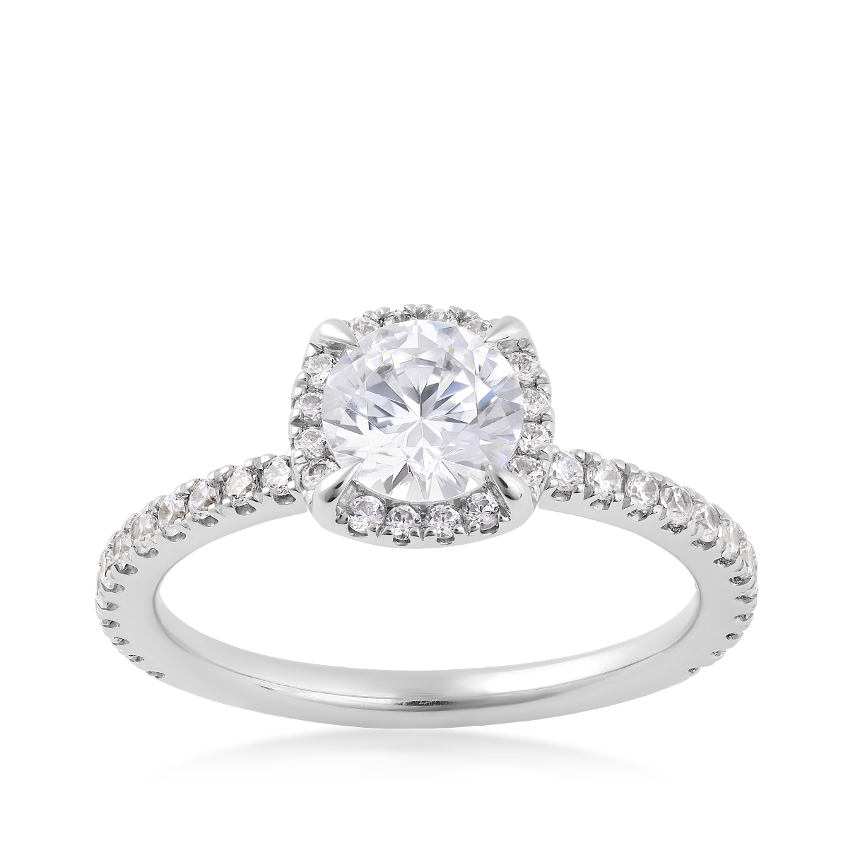 14K white gold Premier Natural 1-3/8 ct. tw. round brilliant diamond halo engagement ring
