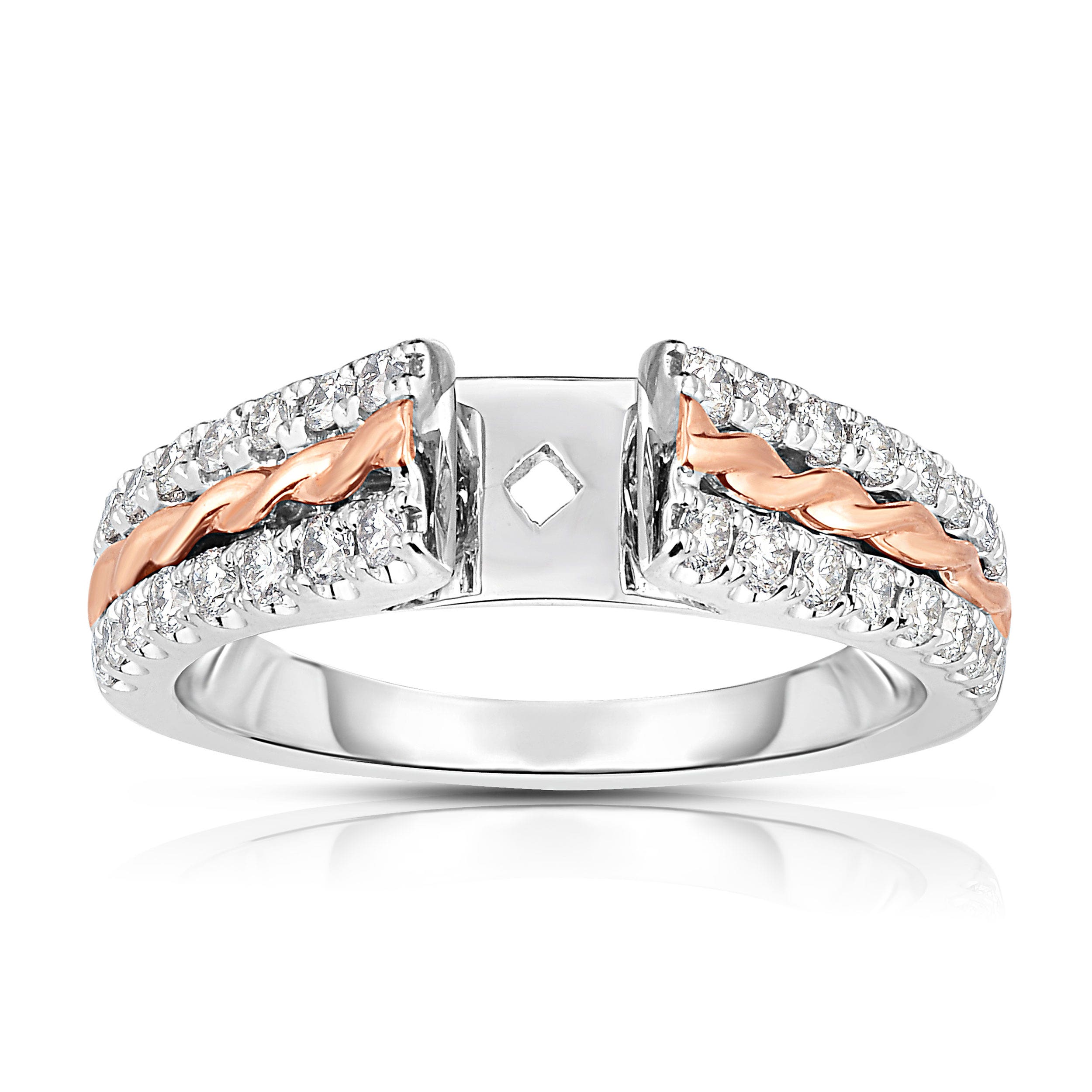 1/2 ct. tw. Round Diamond and Gold Twist Semi-Mount Engagement Ring in 14K White and Pink Gold - Z602284@14WP
