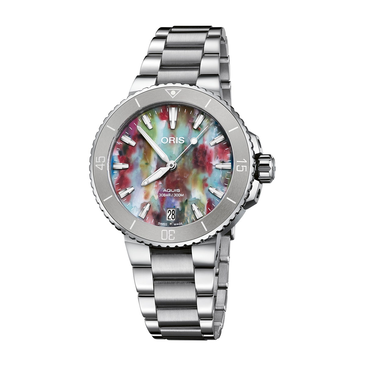Oris Aquis Date Upcycle Automatic Stainless Steel Watch with 36.5mm Case & Multicolor Dial