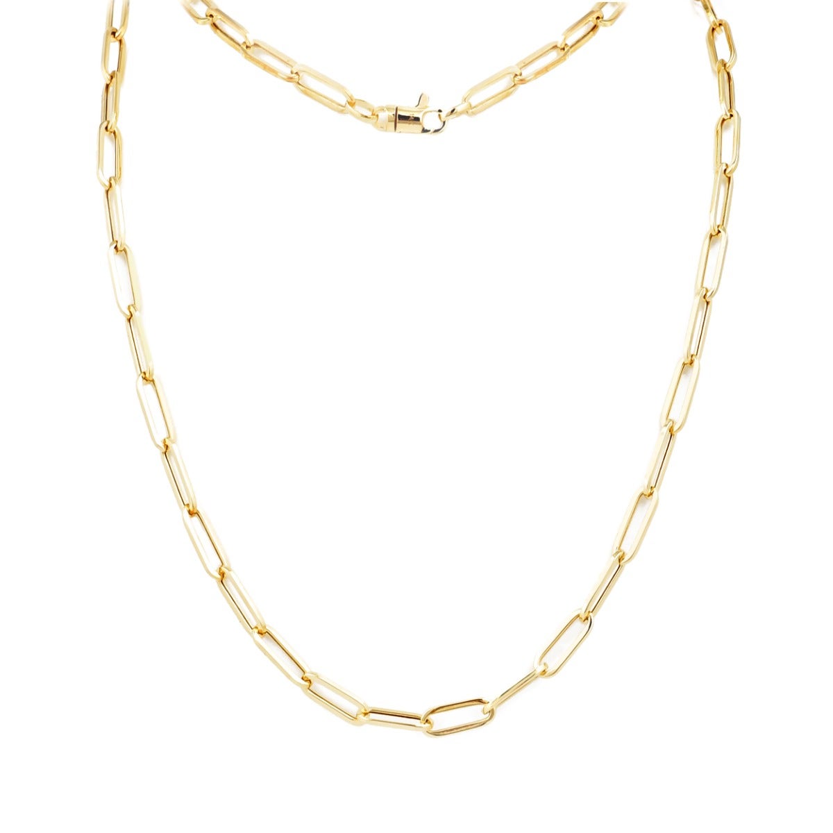 Paperclip Chain Necklace in 14K Yellow Gold