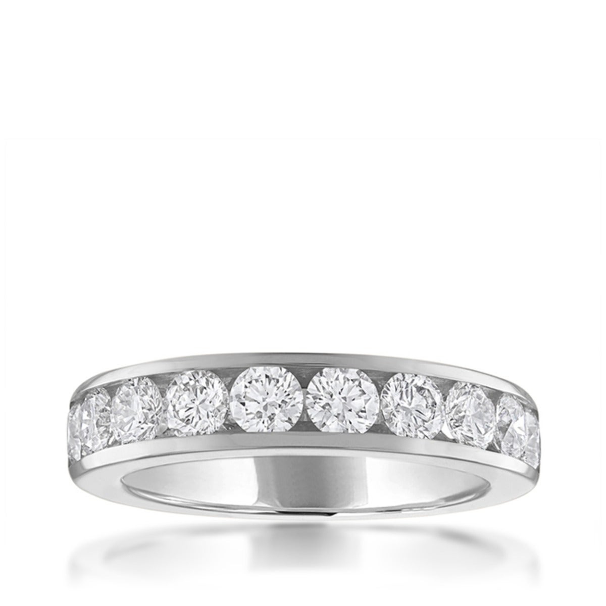 channel set diamond white gold anniversary ring