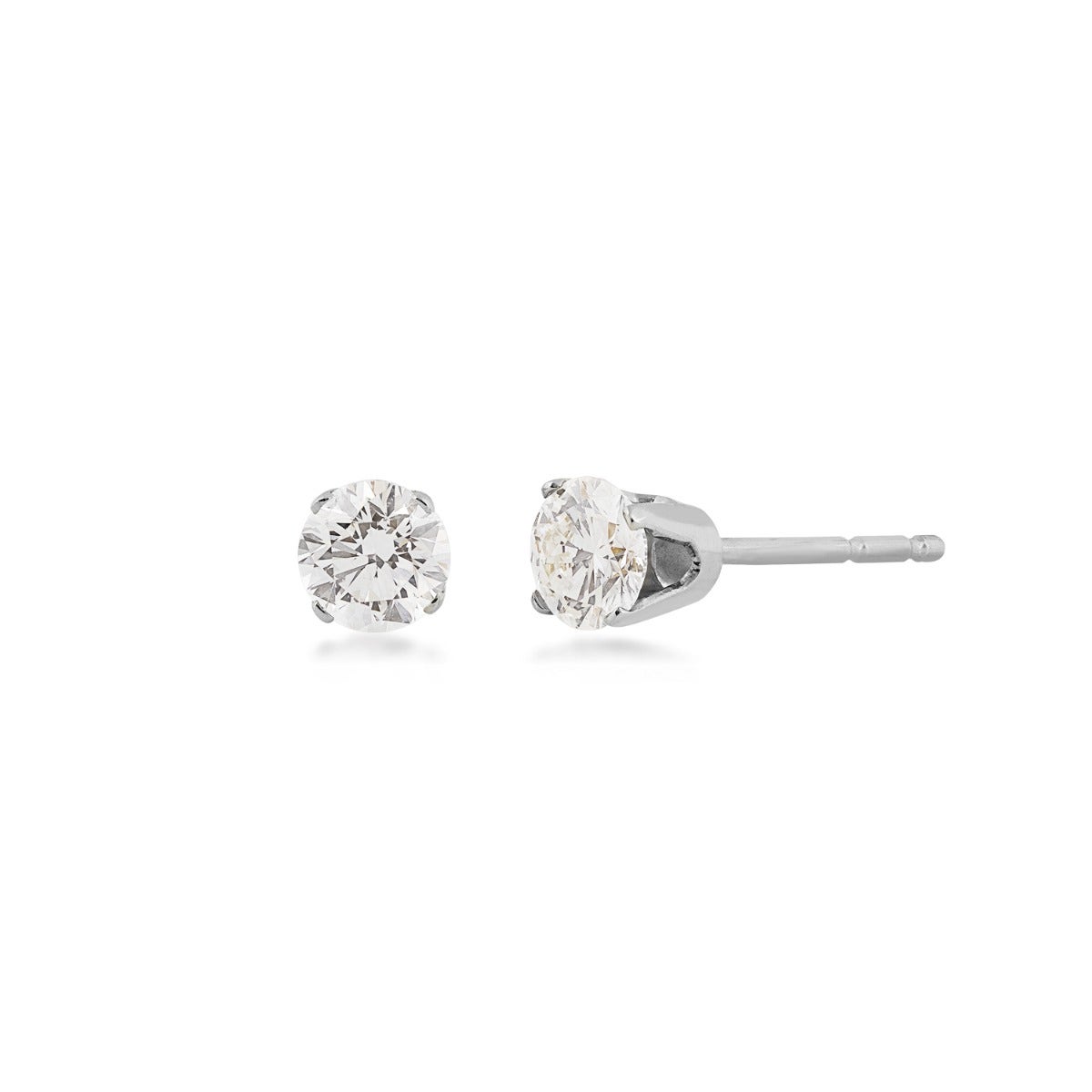 white gold round diamond solitaire stud earrings