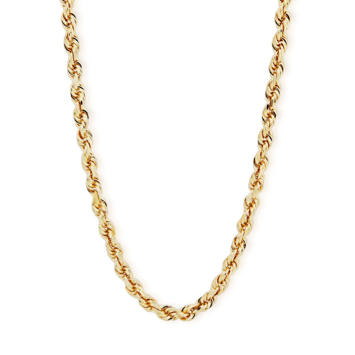 3.6mm 24" Solid Diamond Cut Rope Chain in 10K Yellow Gold