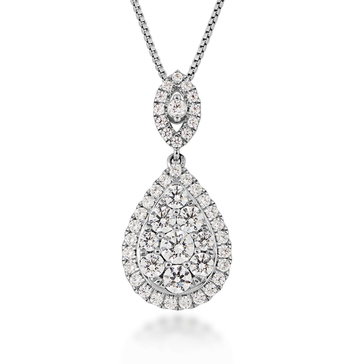 white gold lab-grown pear-shaped diamond cluster pendant