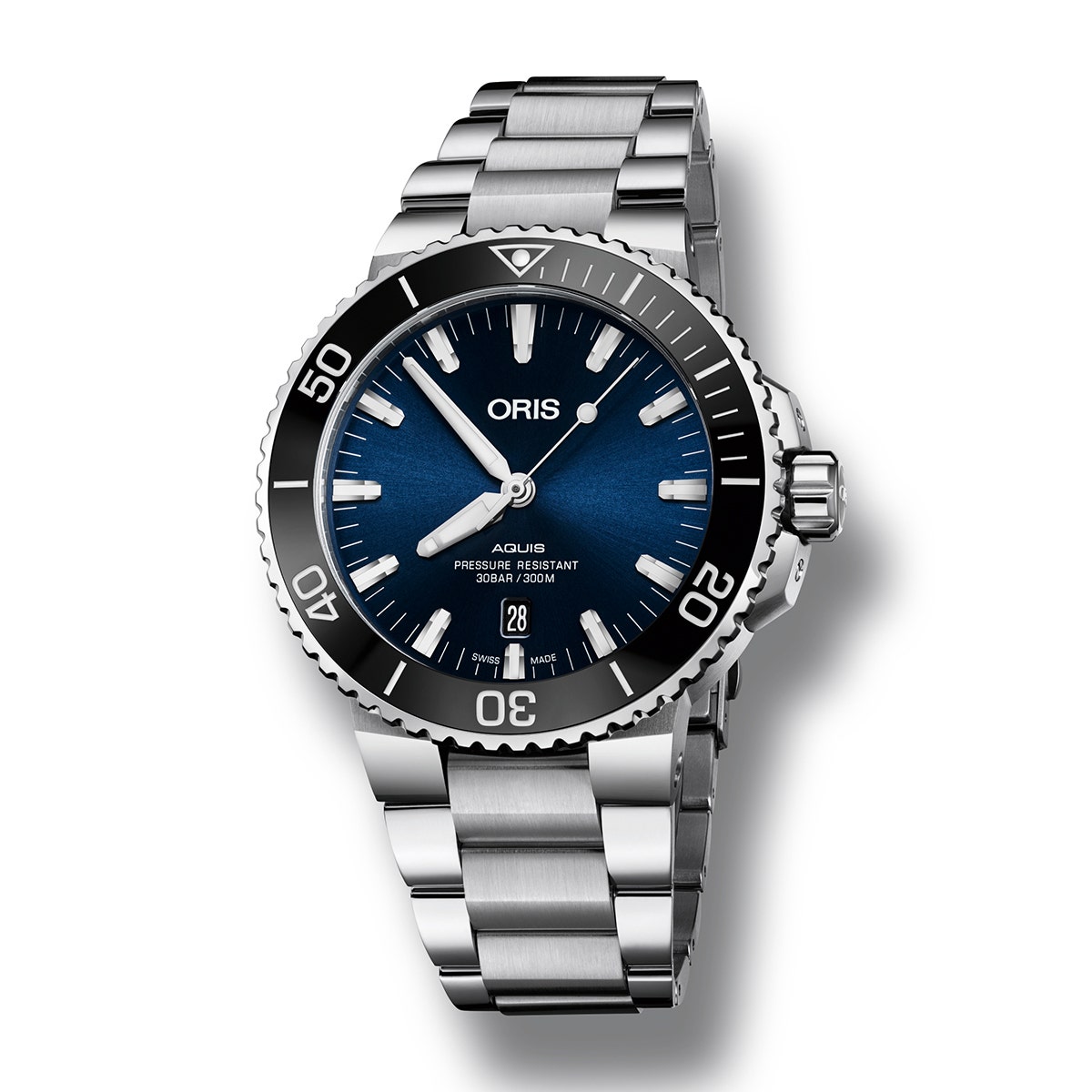 Oris Men's Aquis Date Automatic Stainless Steel Watch with Blue Dial