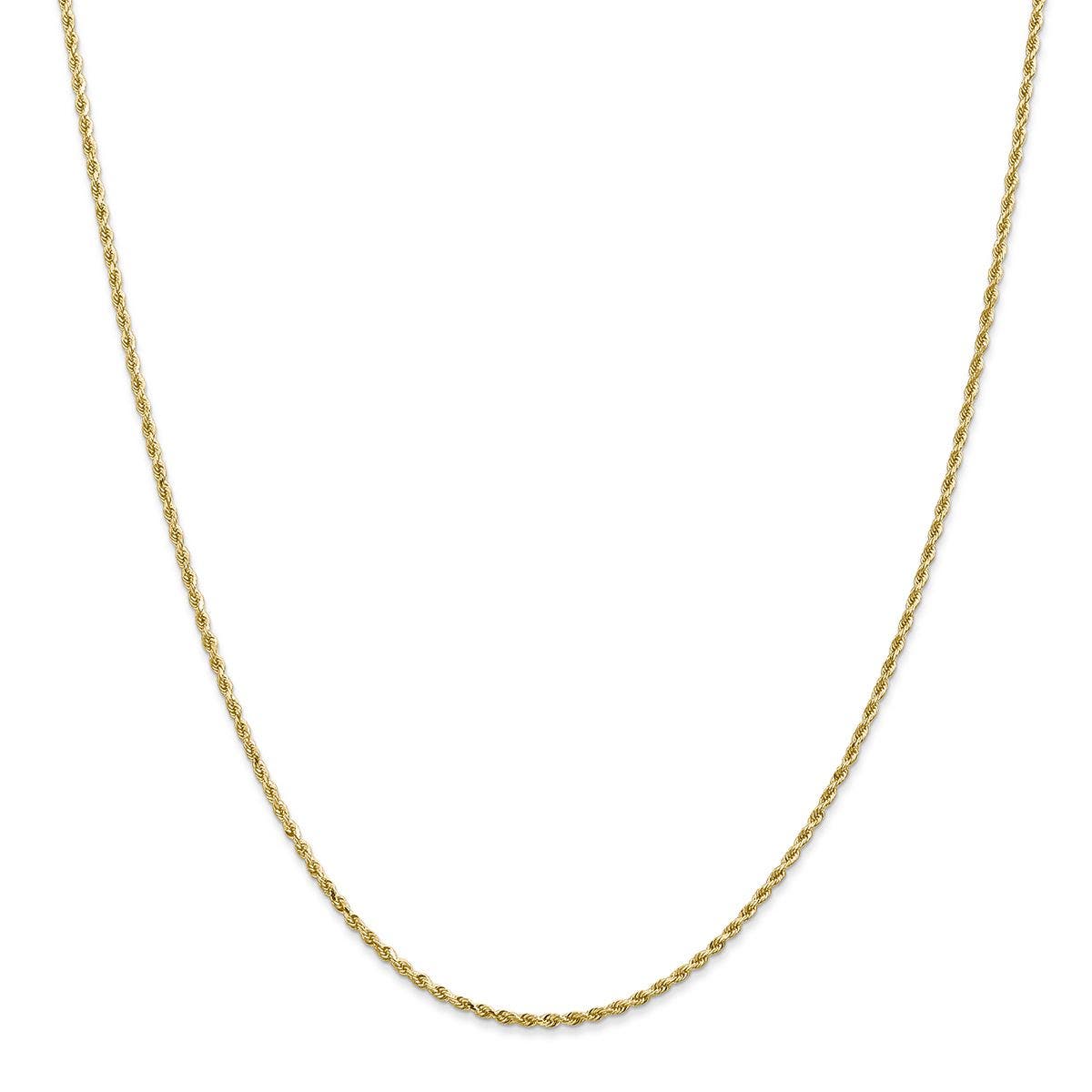 1.5mm 18" Solid Rope Diamond Cut Chain 14K Yellow Gold - ROY012-18-14Y