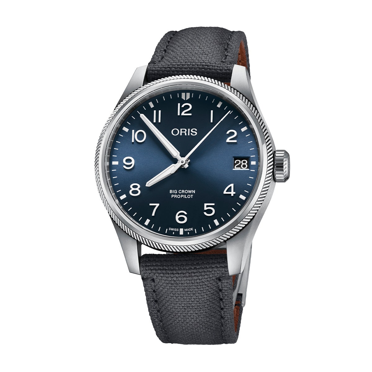 Oris Men's Big Crown ProPilot Automatic Stainless Steel Watch with Blue Dial & Dark Gray Nylon Strap