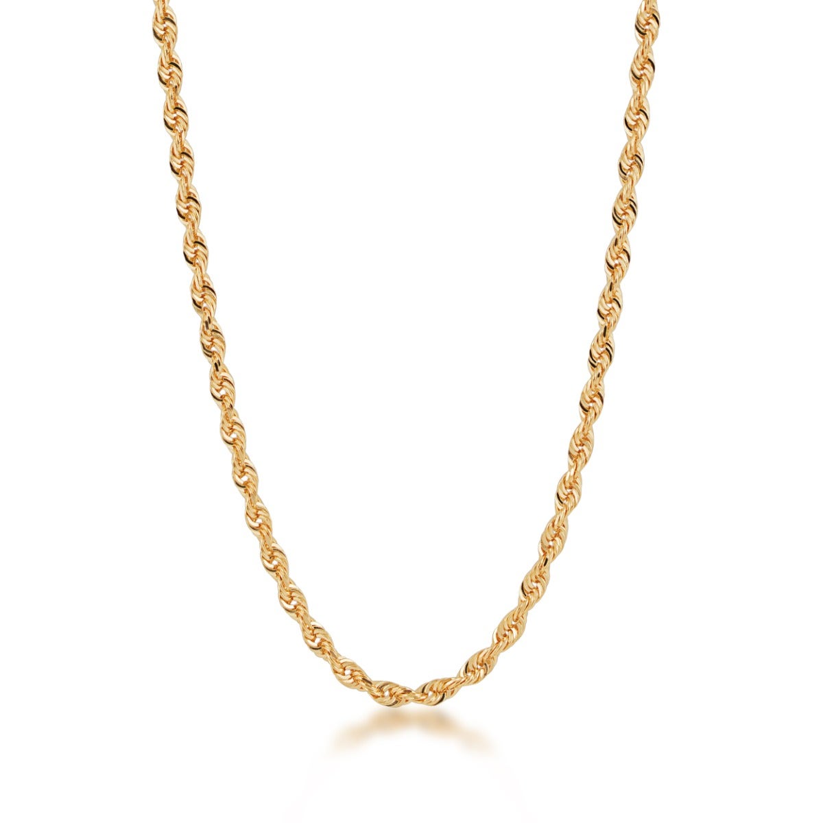 yellow gold diamond cut rope chain