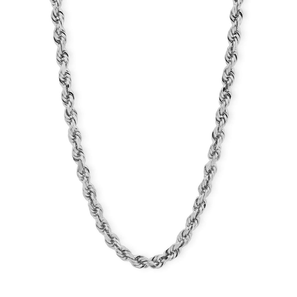 3.1MM 20" Solid Diamond Cut Rope Chain in 10K White Gold - SRT-330-L-10KW-20