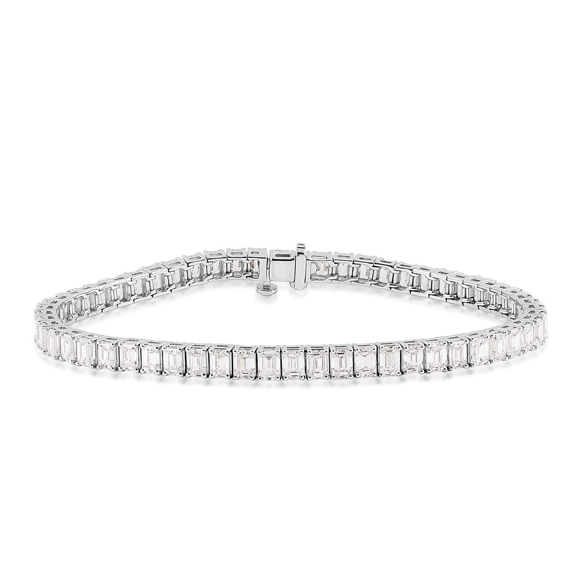 white gold emerald cut diamond tennis bracelet