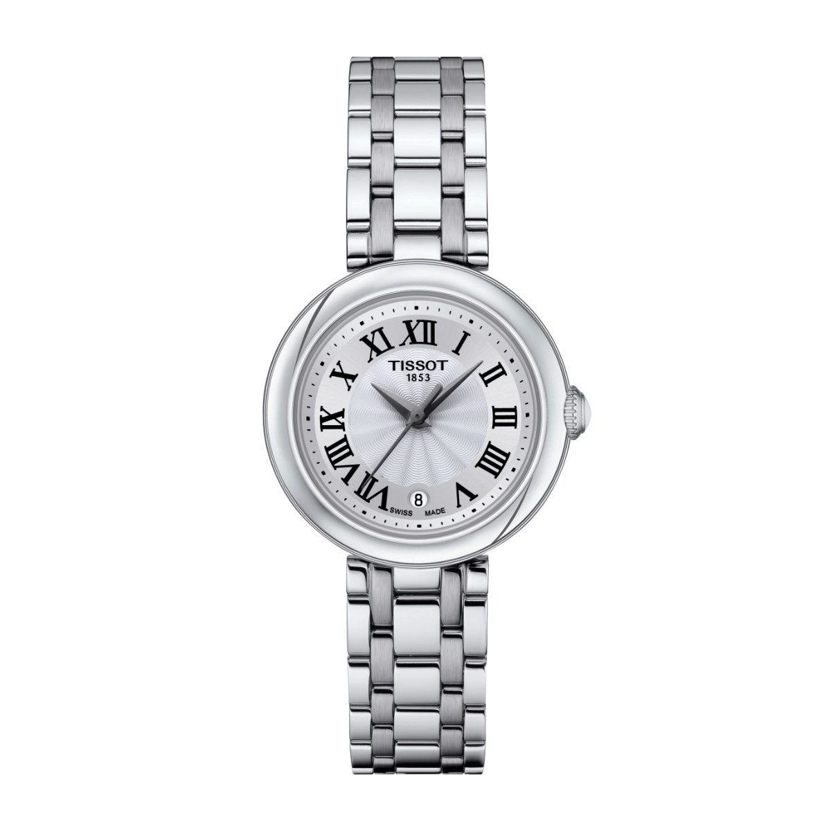 stainless steel watch with silver dial