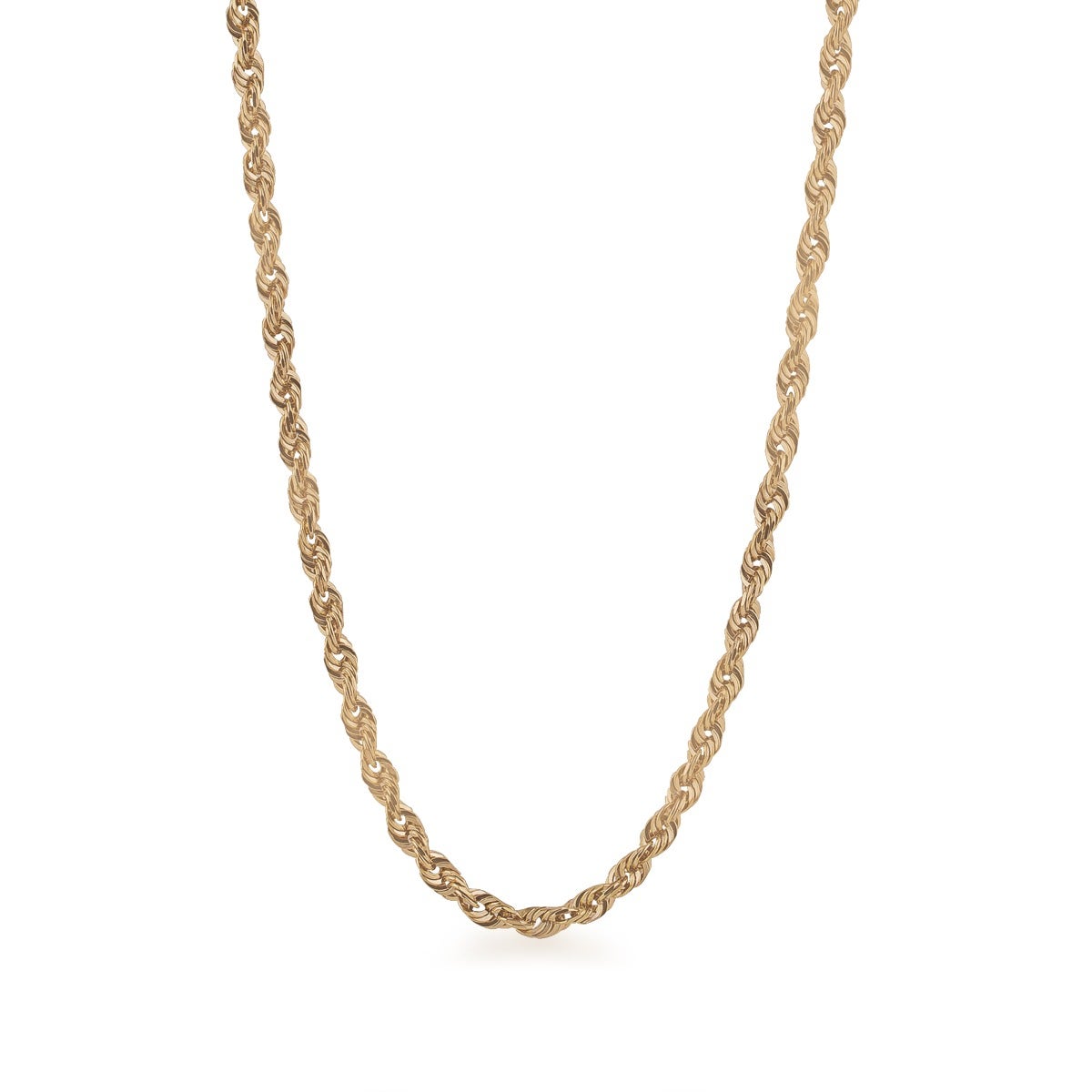3.1mm 24" Solid Diamond Cut Rope Chain in 10K Yellow Gold