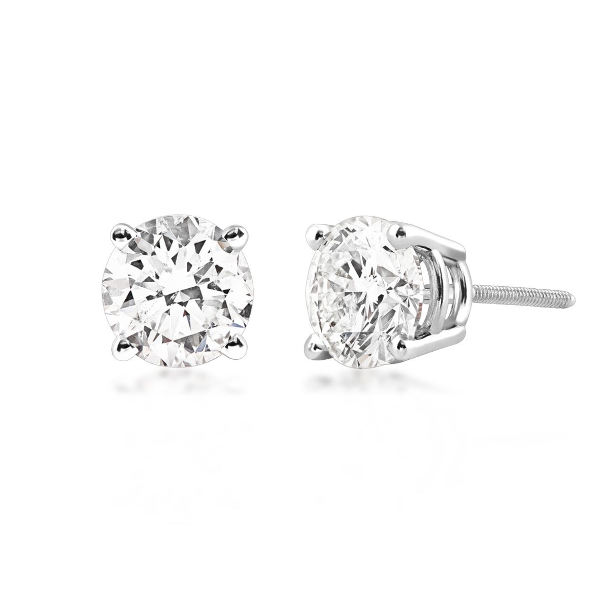 white gold round diamond solitaire stud earrings