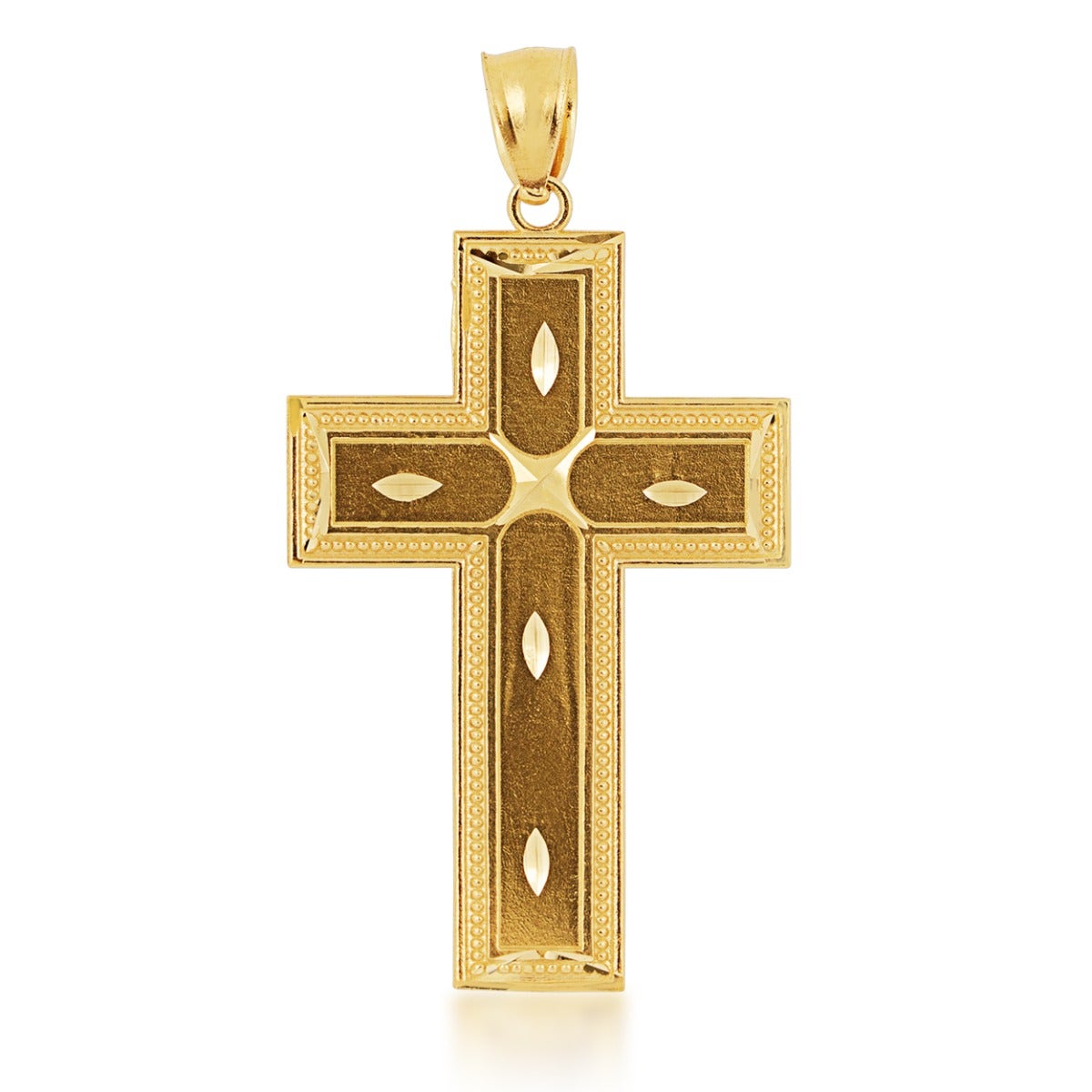 Square cross with milgrain detailing in yellow gold