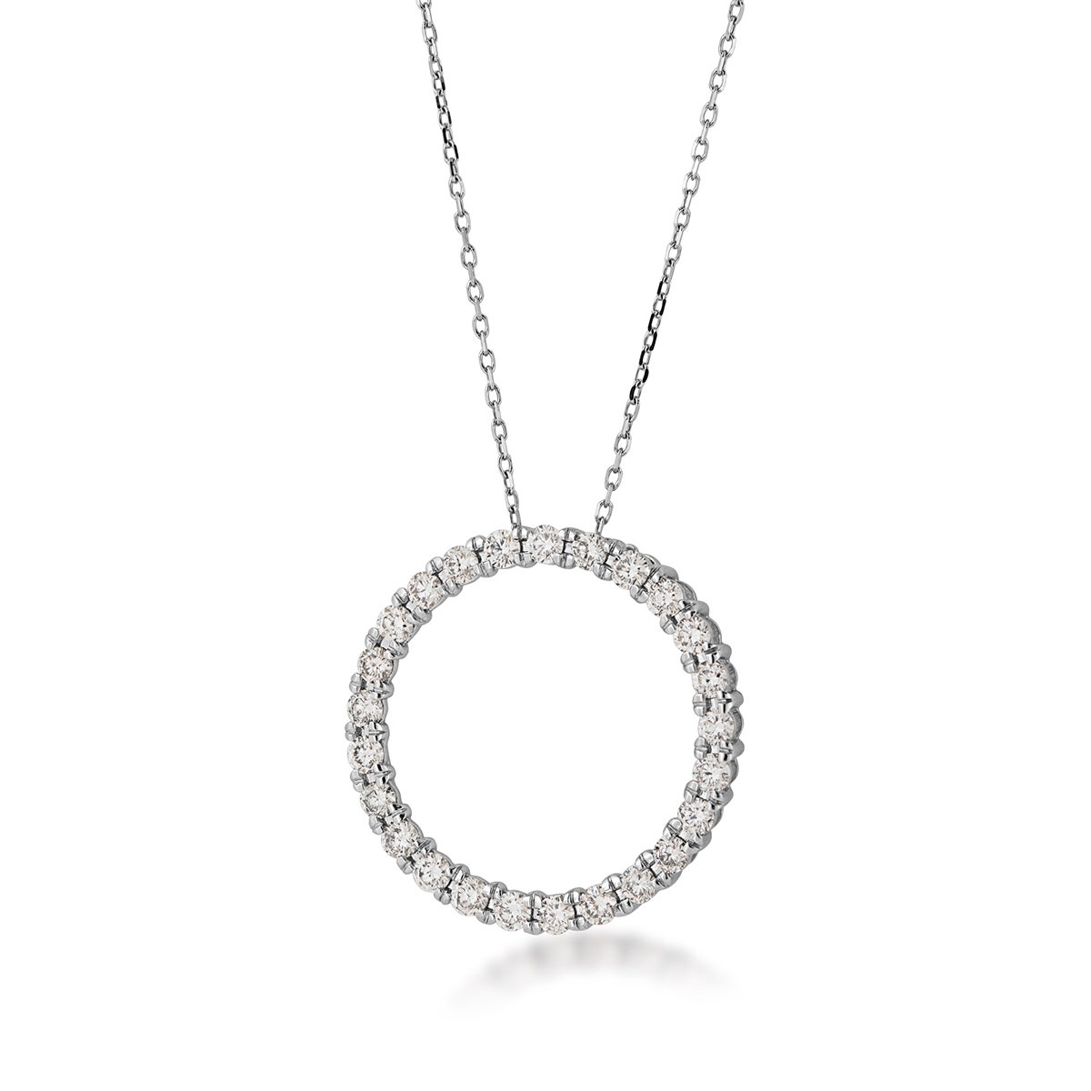 diamond white gold circle pendant